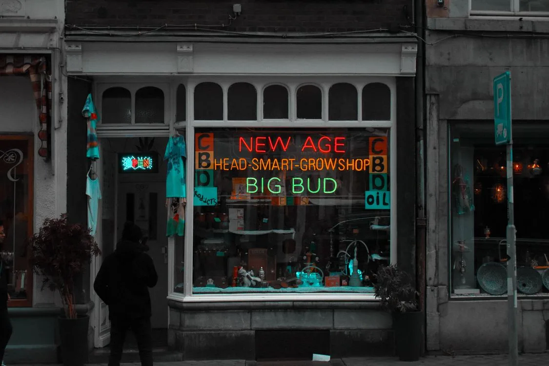 Shop front sign on a retail building