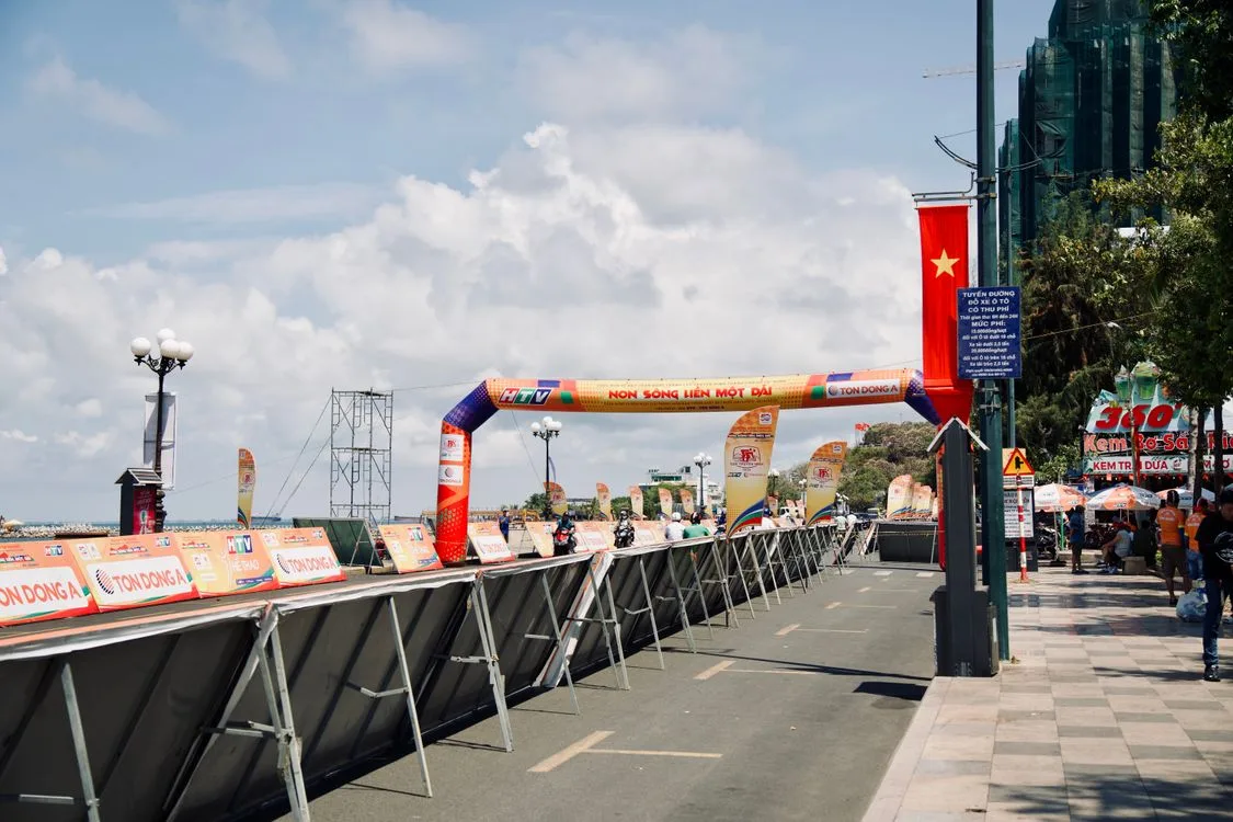 Roller banner pull-up stand at exhibition