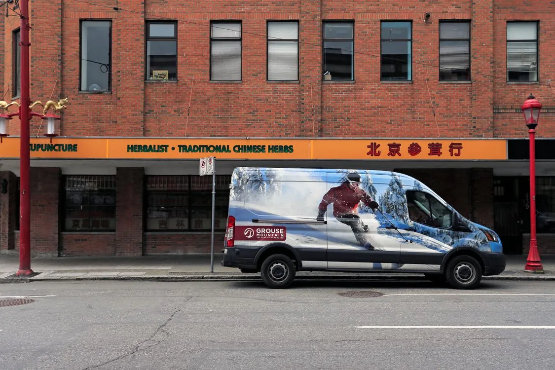 Partial vehicle wrap on a commercial van