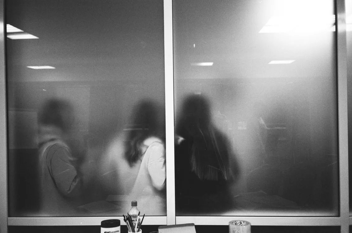 Frosted window privacy film on glass doors