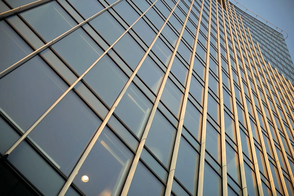 Frosted glass window film in office